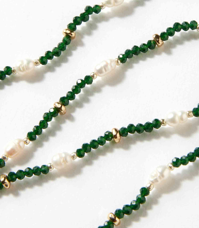 Karen Kane Emerald Beaded Gemstone And Pearl Stretch Bracelet Karen Kane