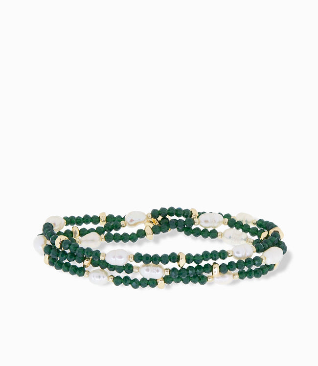 Karen Kane Emerald Beaded Gemstone And Pearl Stretch Bracelet Karen Kane