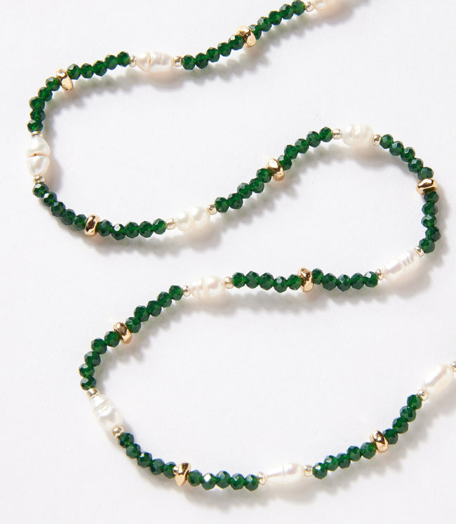 Karen Kane Emerald Beaded Gemstone And Pearl Stretch Bracelet Karen Kane