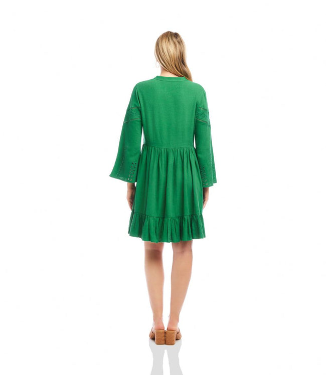 Karen Kane Emerald Flare Sleeve Embroidered Tiered Dress Karen Kane