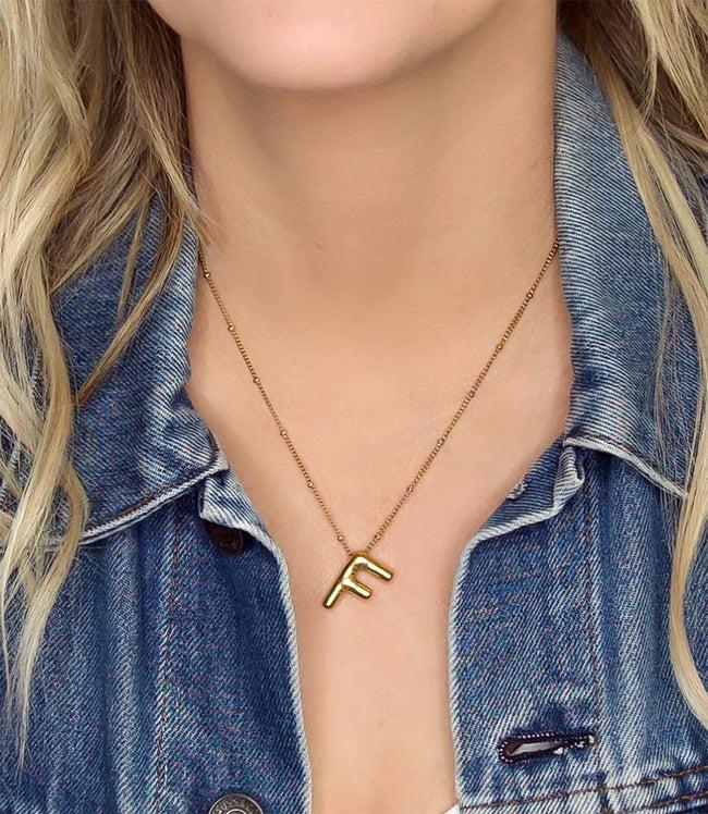 Karen Kane F Gold Bubble Letter Charm Necklace Karen Kane