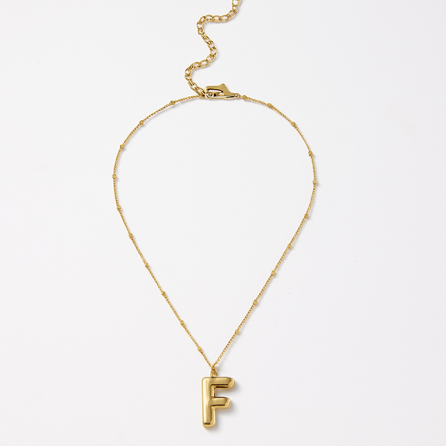 Karen Kane F Gold Bubble Letter Charm Necklace Karen Kane