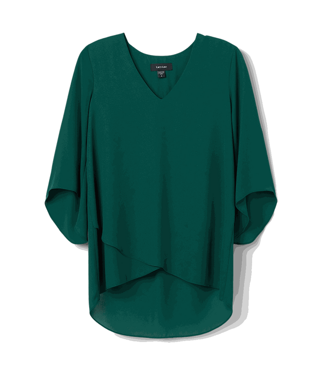 Karen Kane Forest Green Plus Size Bracelet Sleeve Asymmetric Top Karen Kane