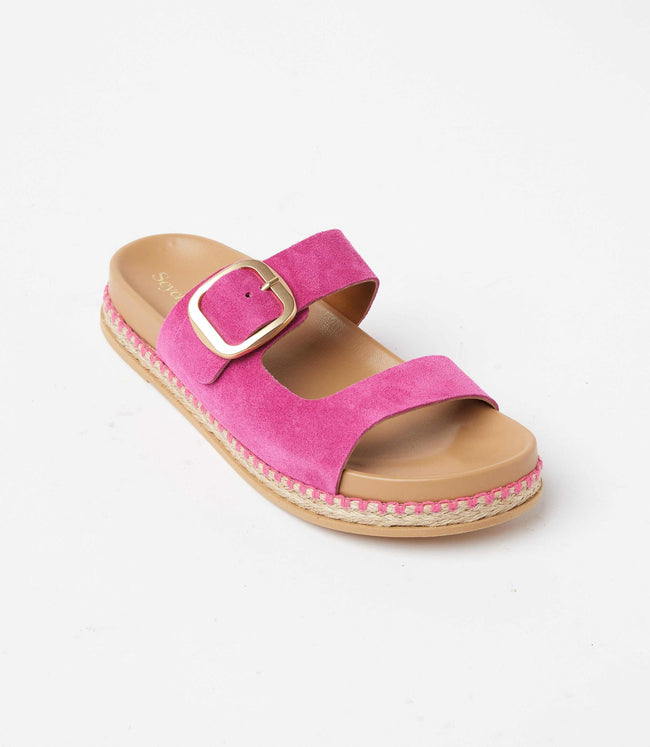 Karen Kane Fuchsia Getaway Buckle Slip On Sandals Karen Kane