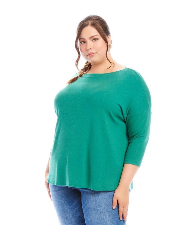 Karen Kane Glass Plus Size 3/4 Sleeve Boatneck Top Karen Kane