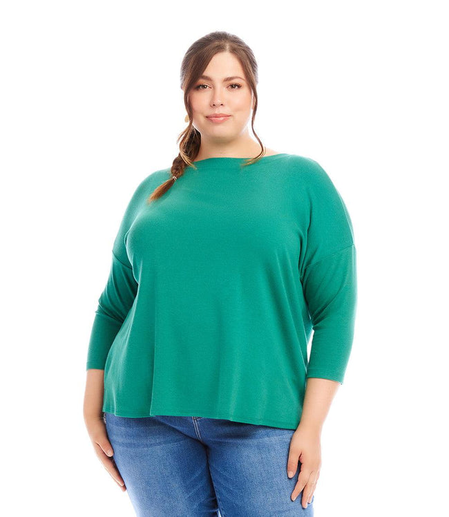 karen kane Glass Plus Size 3/4 Sleeve Boatneck Top Karen Kane