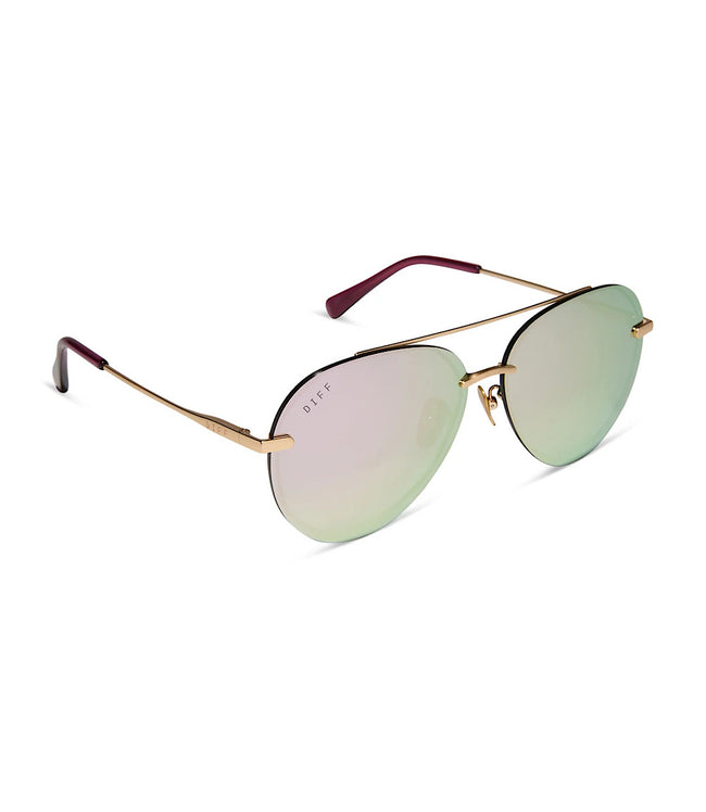 karen kane Gold DIFF Lenox Mirror Polarized Aviators Karen Kane