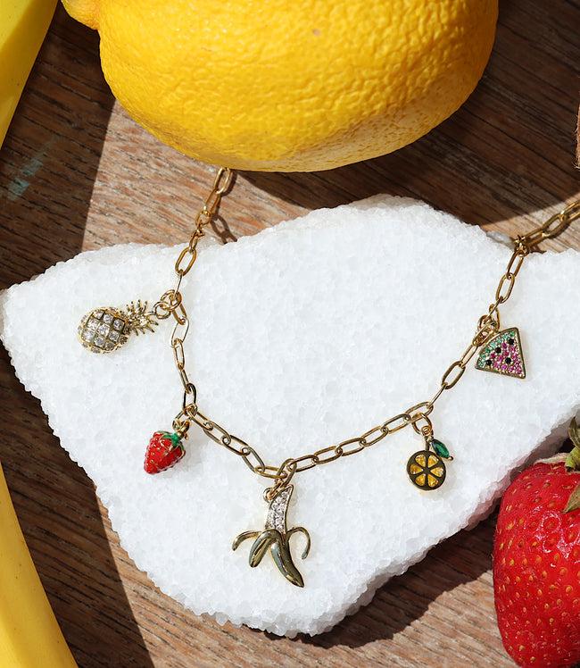 karen kane Gold Fruit Salad Charm Necklace Karen Kane