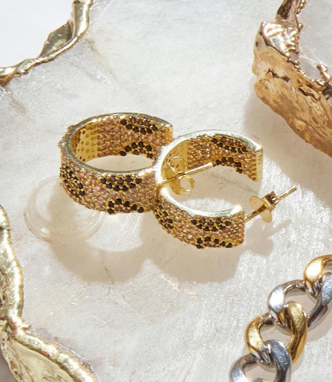 Karen Kane Gold Leopard Crystal Hoop Earrings Karen Kane