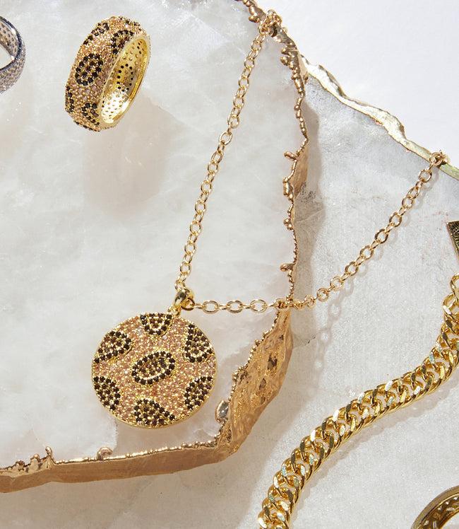 karen kane Gold Leopard Crystal Necklace Karen Kane