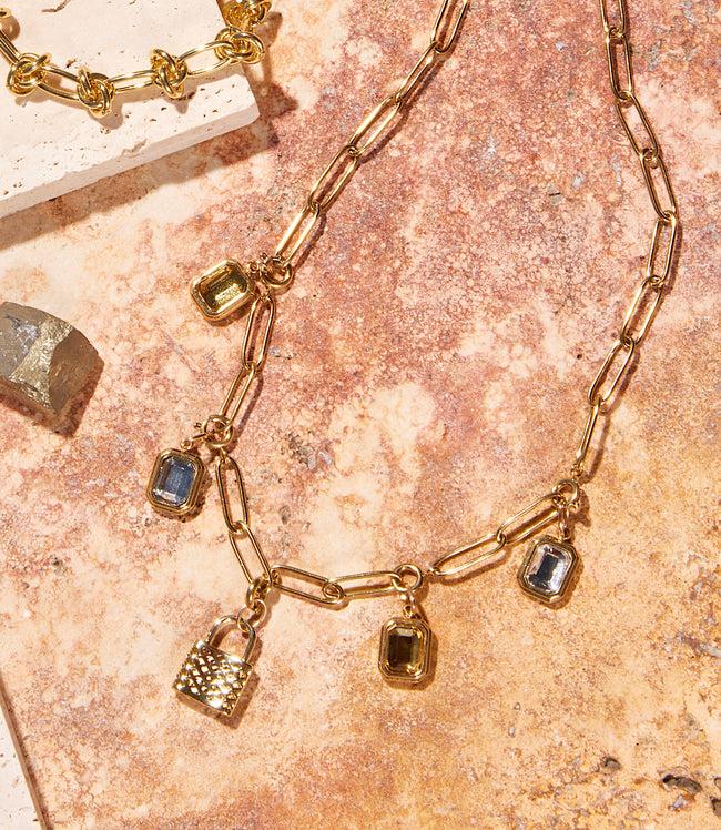 Karen Kane Gold Locked In Light Charm Necklace Karen Kane