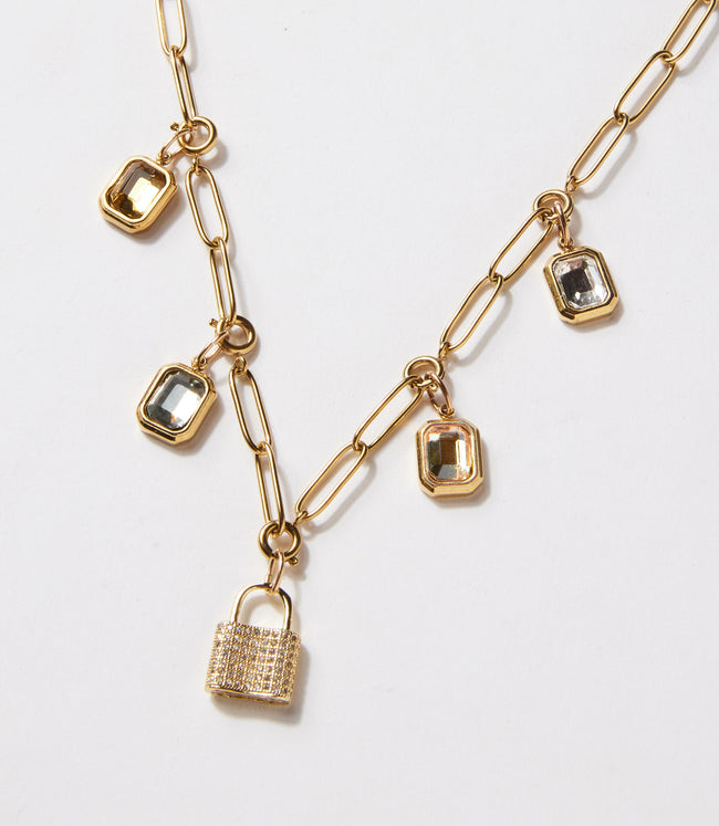 karen kane Gold Locked In Light Charm Necklace Karen Kane