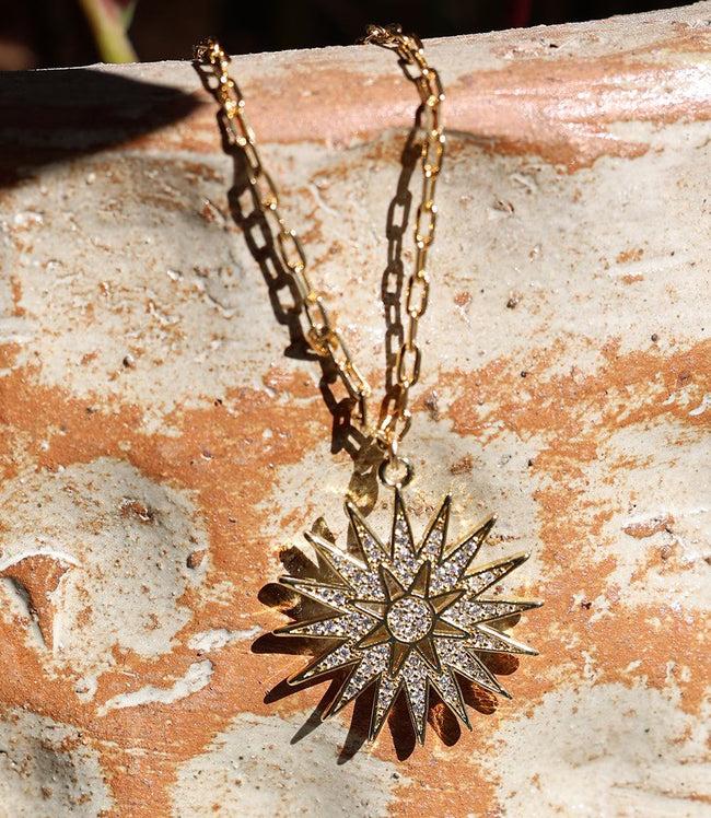 Karen Kane Gold Pavé Crystal Sunburst Necklace Karen Kane
