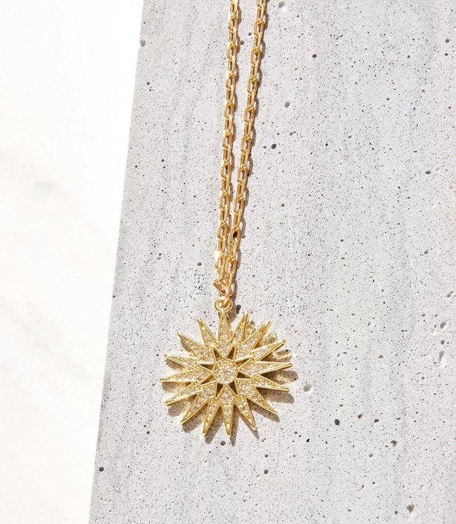 Karen Kane Gold Pavé Crystal Sunburst Necklace Karen Kane