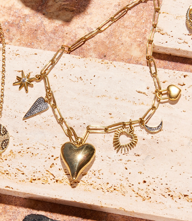 karen kane Gold To The Moon And Back Charm Necklace Karen Kane