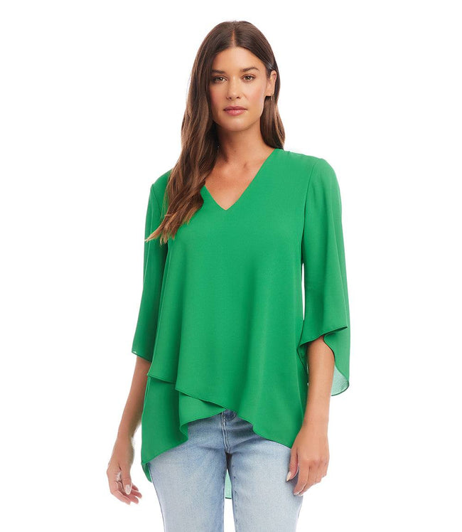 Karen Kane Grass Bracelet Sleeve Asymmetric Top Karen Kane