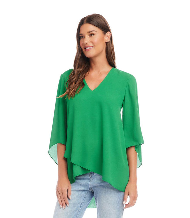 Karen Kane Grass Bracelet Sleeve Asymmetric Top Karen Kane