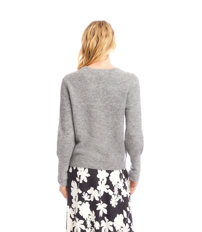 Karen Kane Gray Boucle Blouson Sleeve Sweater Karen Kane