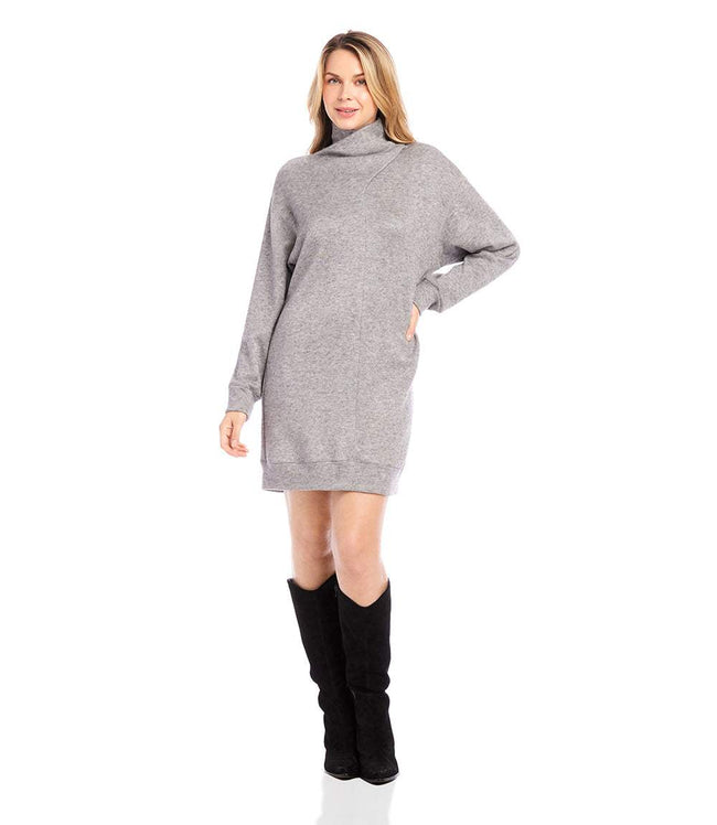 Karen Kane Gray Faux Wrap Turtleneck Dress Karen Kane