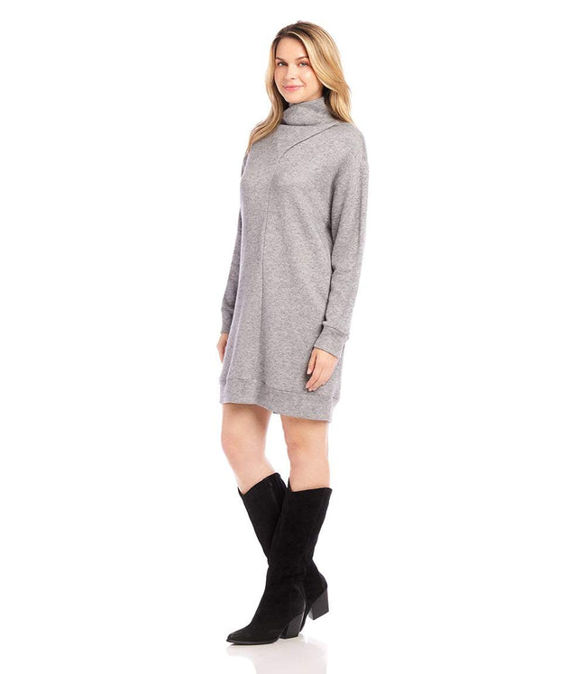 Karen Kane Gray Faux Wrap Turtleneck Dress Karen Kane