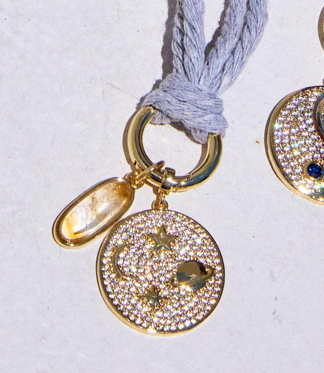 Karen Kane Gray Galaxy Disc And Oval Gemstone Cord Necklace Karen Kane