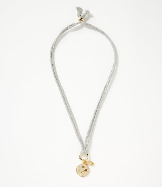 Karen Kane Gray Galaxy Disc And Oval Gemstone Cord Necklace Karen Kane