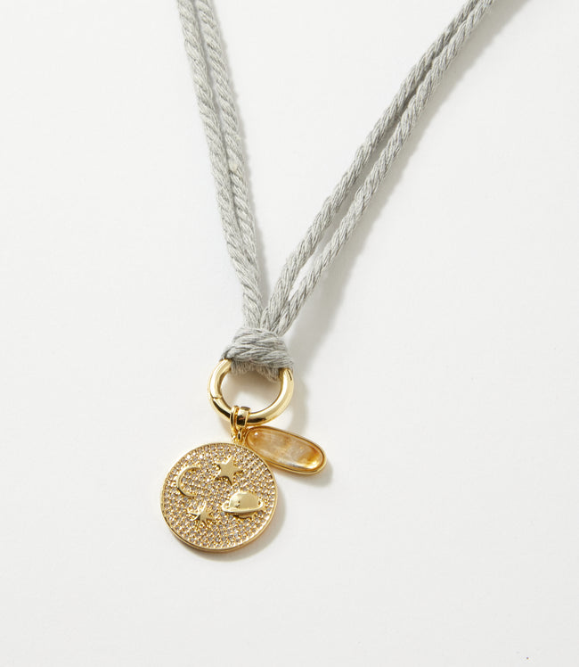 karen kane Gray Galaxy Disc And Oval Gemstone Cord Necklace Karen Kane