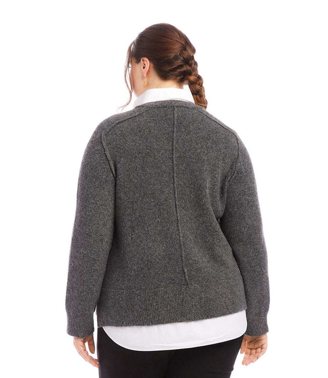 Karen Kane Gray Plus Size Layered Sweater Karen Kane