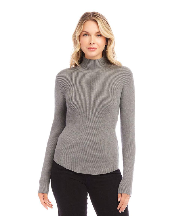 Karen Kane Gray Ribbed Turtleneck Sweater Karen Kane