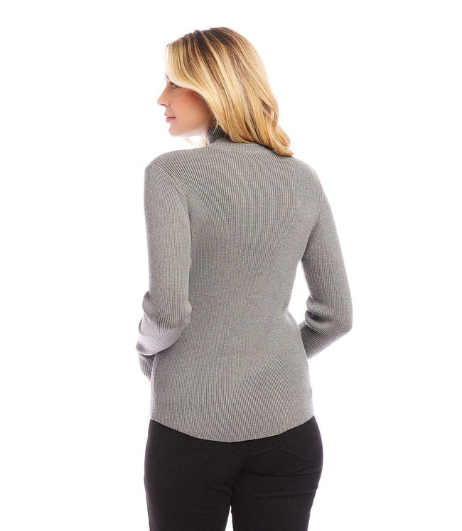 Karen Kane Gray Ribbed Turtleneck Sweater Karen Kane