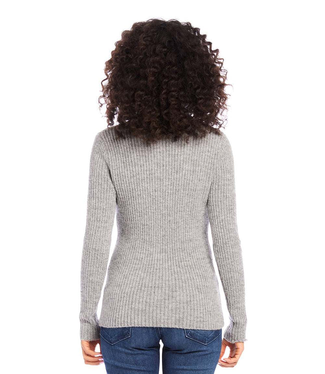 Karen Kane Gray Wide Ribbed Crewneck Sweater Karen Kane