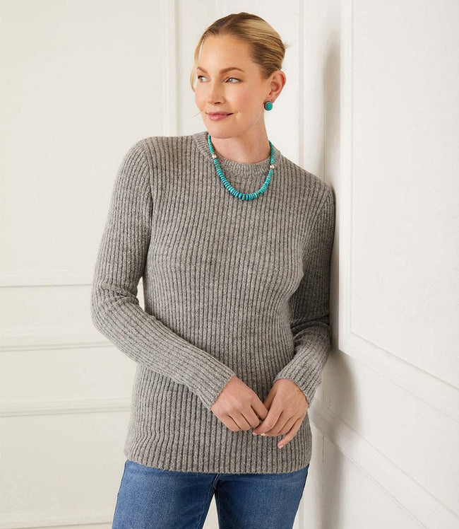 karen kane Gray Wide Ribbed Crewneck Sweater Karen Kane