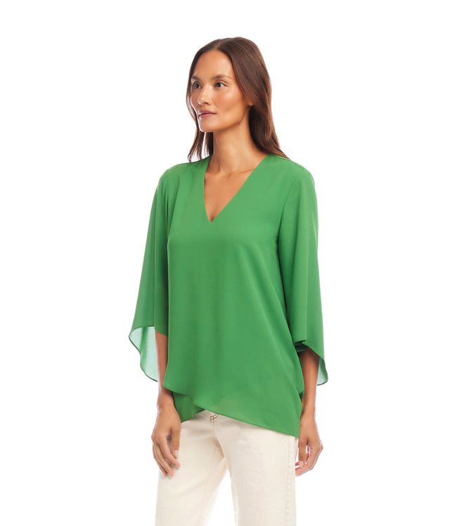 Karen Kane Green Bracelet Sleeve Asymmetric Top Karen Kane