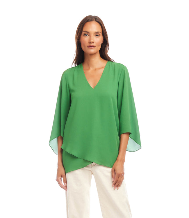 Karen Kane Green Bracelet Sleeve Asymmetric Top Karen Kane