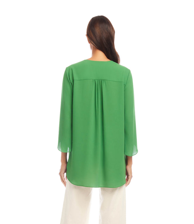 Karen Kane Green Bracelet Sleeve Asymmetric Top Karen Kane