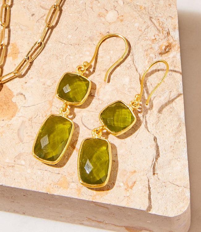 karen kane Green Gemstone Double Drop Earrings Karen Kane