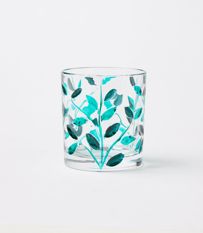 karen kane Green Hand-Painted Short Drinking Glass Karen Kane