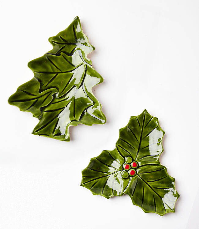 karen kane Green Holly Leaf And Tree Serving Trays Set Of 2 Karen Kane
