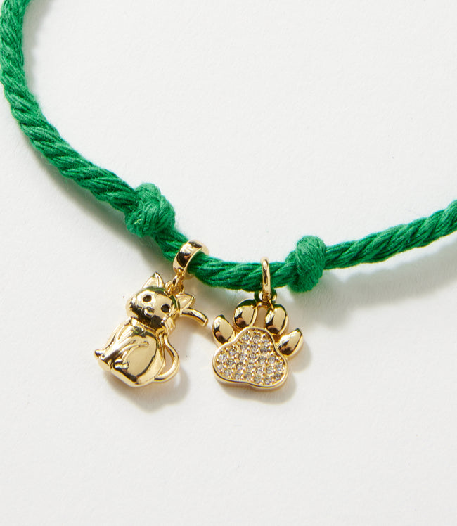 Karen Kane Green Pavé Cat And Paw Cord Bracelet Karen Kane