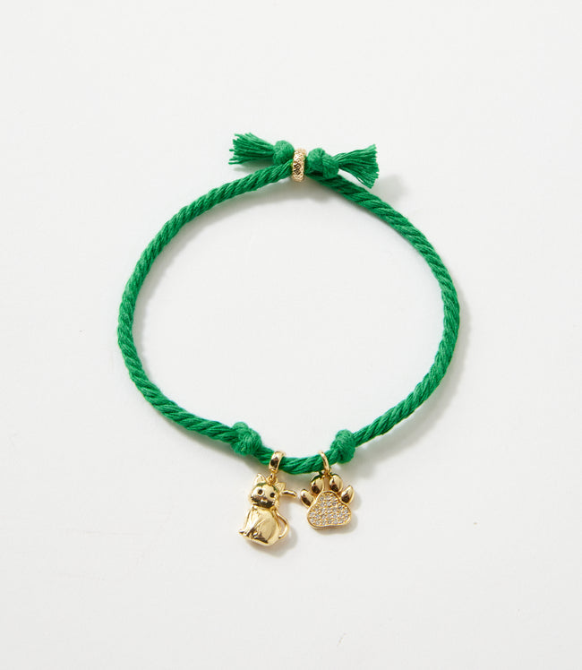 Karen Kane Green Pavé Cat And Paw Cord Bracelet Karen Kane