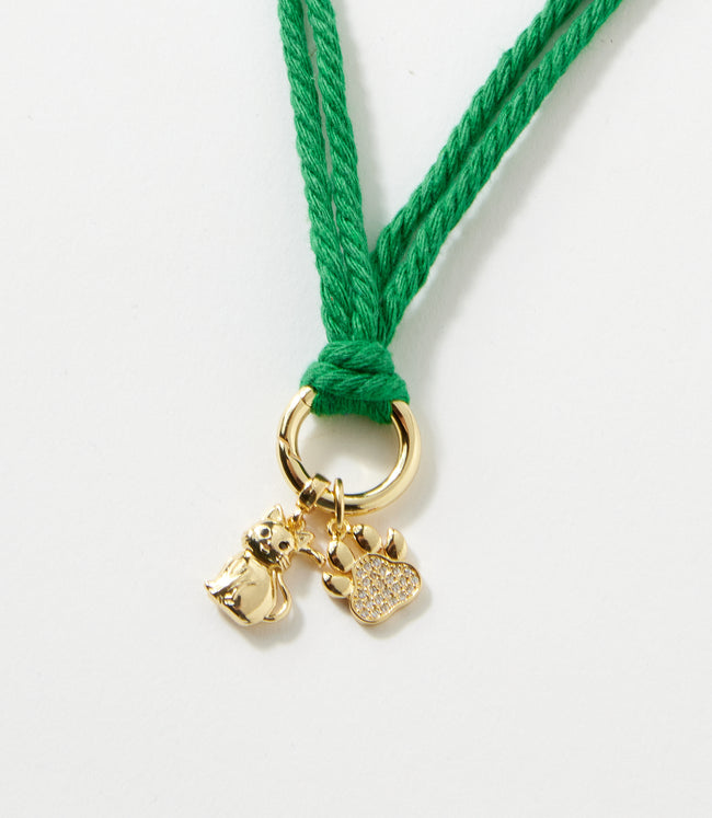 Karen Kane Green Pavé Cat And Paw Cord Necklace Karen Kane
