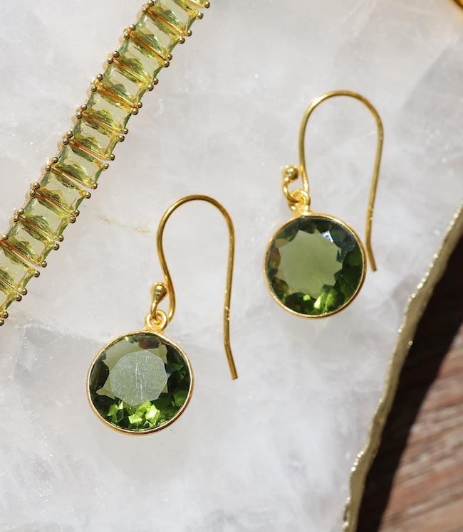 karen kane Green Round Gemstone Earrings Karen Kane