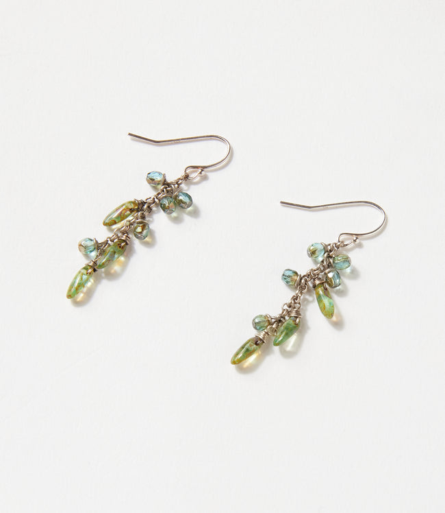 Karen Kane Green Rustic Creek Glass Cluster Earrings Karen Kane