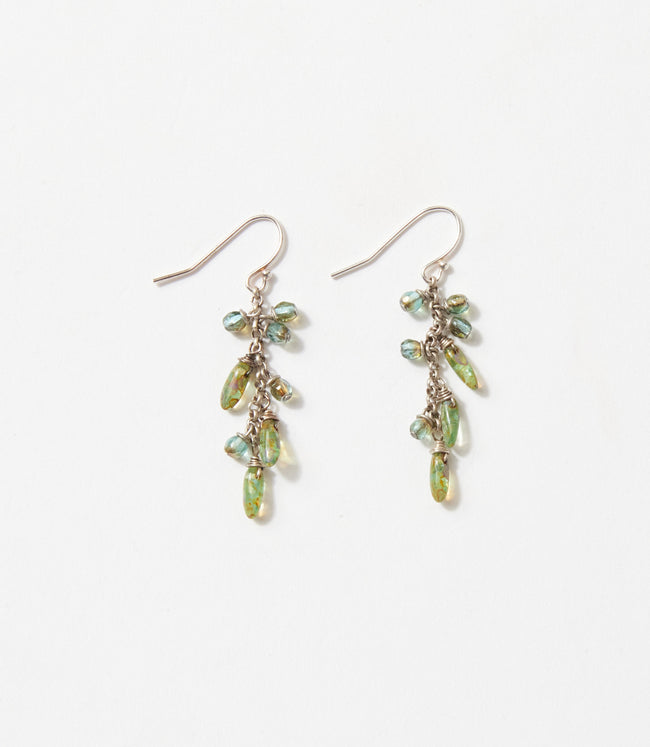 Karen Kane Green Rustic Creek Glass Cluster Earrings Karen Kane