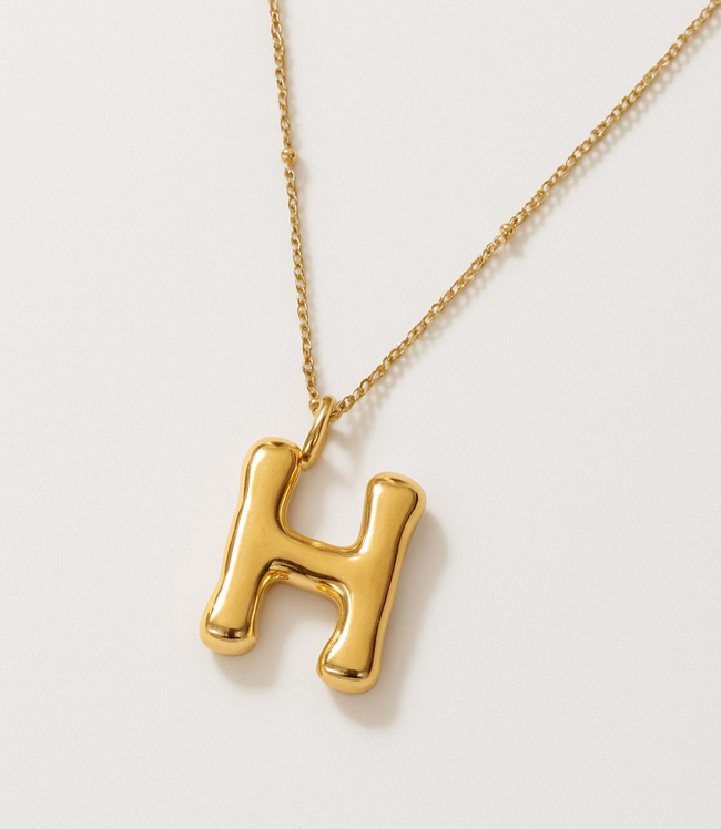 karen kane H Gold Bubble Letter Charm Necklace Karen Kane