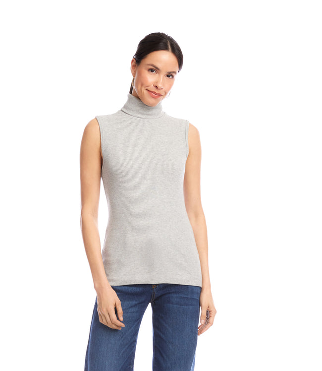Karen Kane Heather Gray Ribbed Turtleneck Tank Karen Kane