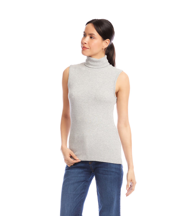 Karen Kane Heather Gray Ribbed Turtleneck Tank Karen Kane