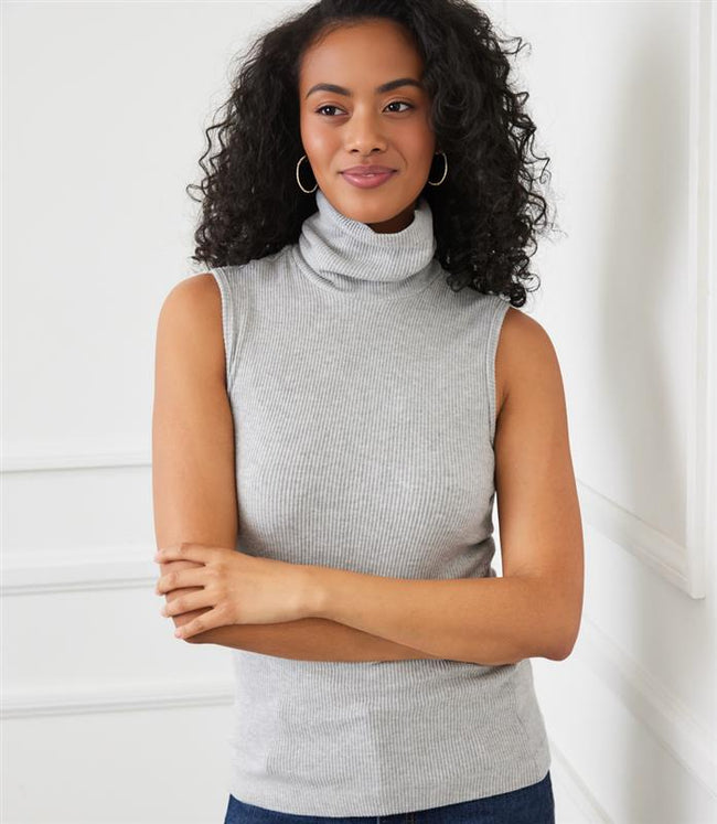 karen kane Heather Gray Ribbed Turtleneck Tank Karen Kane