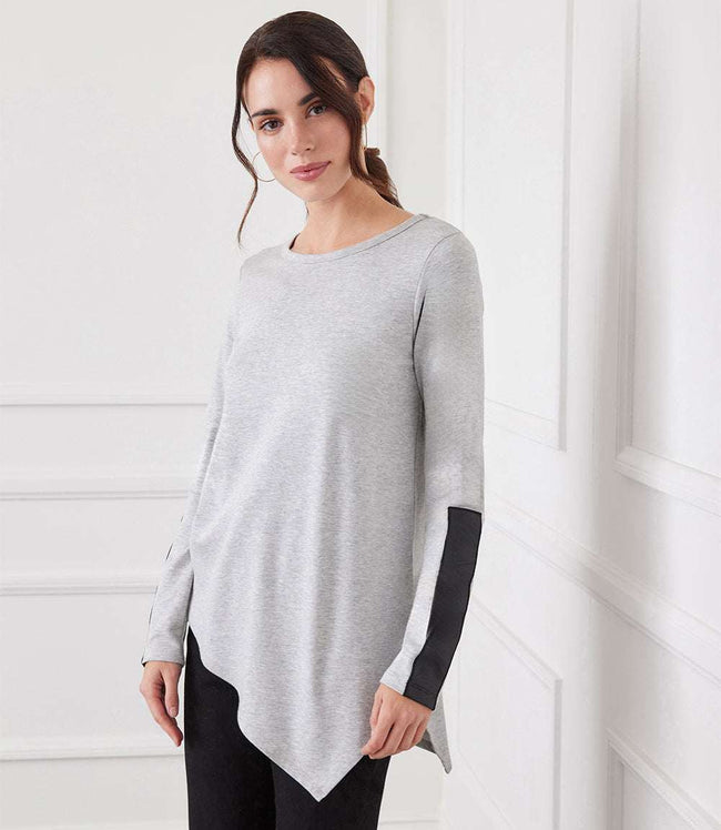 karen kane Heather Vegan Leather Trim Top Karen Kane