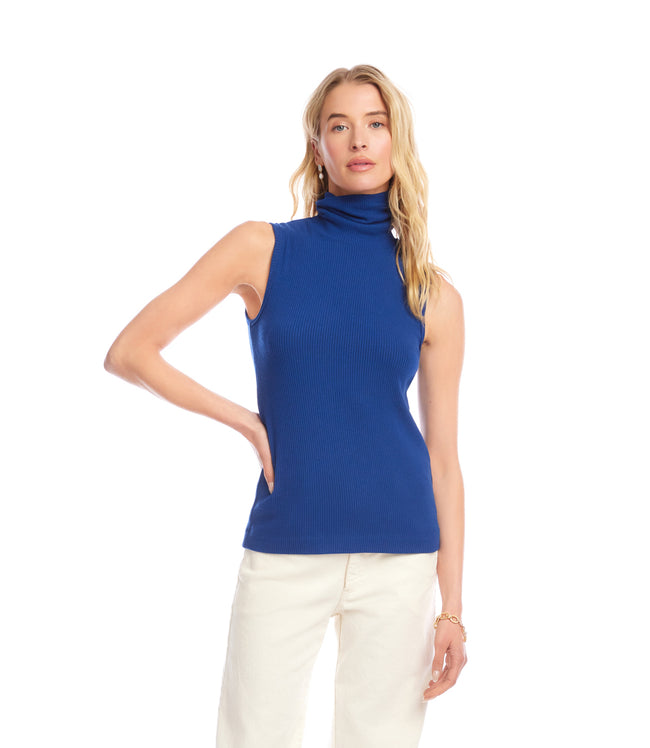 Karen Kane Indigo Ribbed Turtleneck Tank Karen Kane